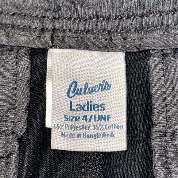 Culver’s Flare Pants Womens 4 Black Stretch Restaurant Uniform Workwear Mid-Rise - Picture 4 of 7